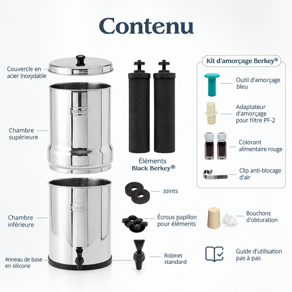 Fontaine berkey filtration Royal Berkey® 12.3 litres - 2 filtres Black Berkey® - Ref RB4X2-BB Berkey