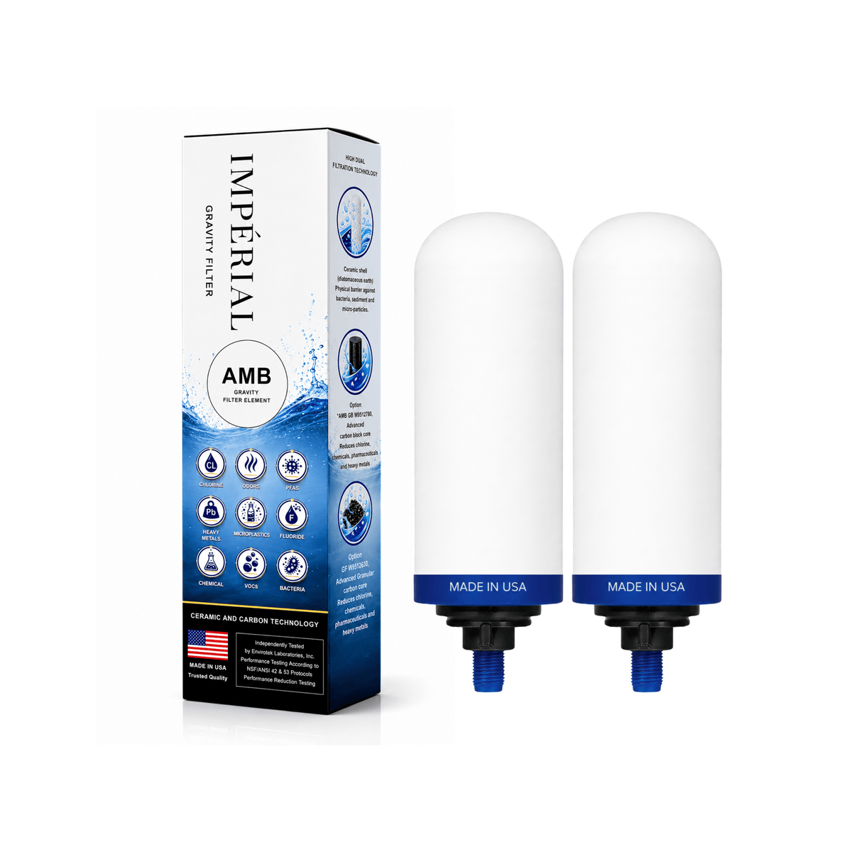Cartouches pour filtres à eau Filtre Imperial AMB | Céramique + Charbon Actif Compressé | 12 mois Monderma waterfilters