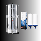 Fontaine filtrante gravitaire Monderma Fontaine Travel 5.6L inox | Robinet Vue | 2 filtres Impérial GF | 12 mois de filtration Monderma