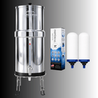 Monderma Fontaine Travel Fuente con filtro por gravedad de acero inoxidable de 5,6 L | Paquete premium | 2 filtros GF imperiales | 12 meses de filtración Monderma