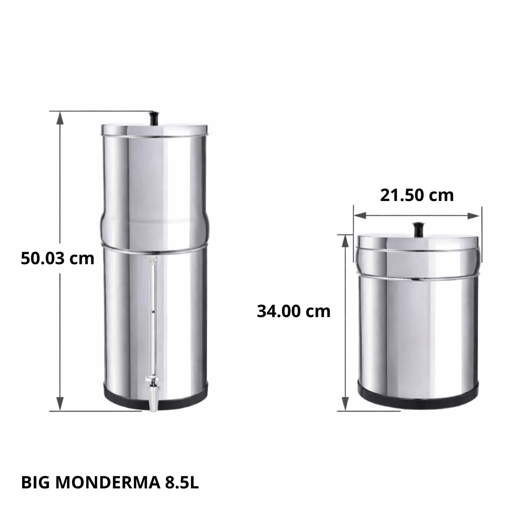 fontana a gravità Sistema di filtrazione a gravità Aquaticstream da 8,5 litri - include 2 filtri FTO+, 1 base in acciaio inossidabile, 1 rubinetto con vista Aquaticstream