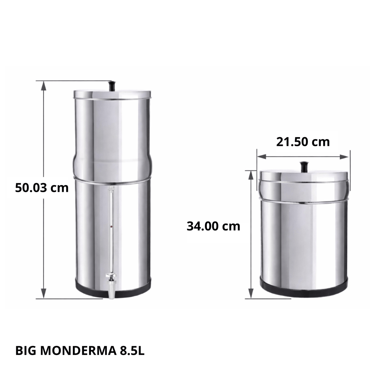 fontana a gravità Sistema di filtrazione a gravità Aquaticstream da 8,5 litri - include 2 filtri FTO+, 1 base in acciaio inossidabile, 1 rubinetto con vista Aquaticstream