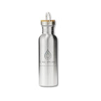 botella de acero inoxidable Botella de acero inoxidable de 800 ml - Tapa de bambú, asa de transporte para fuente de gravedad