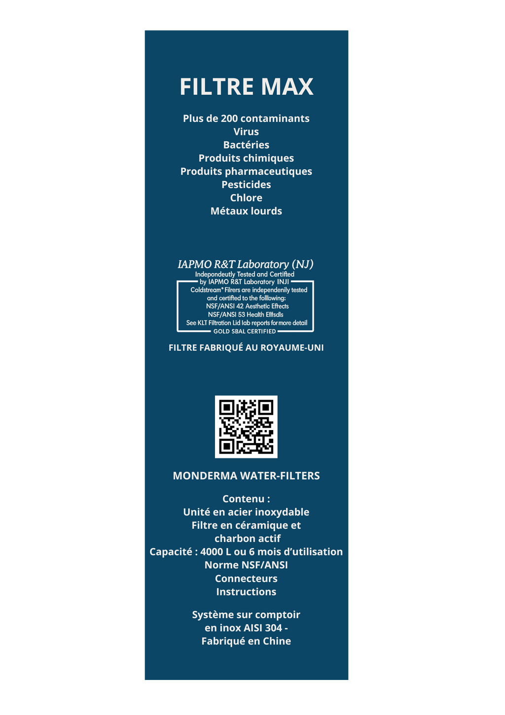 filtrazione da banco Monderma Monderma – Filtrazione da banco, filtro Coldstream CTO MAX FBA Filtri per l'acqua Monderma