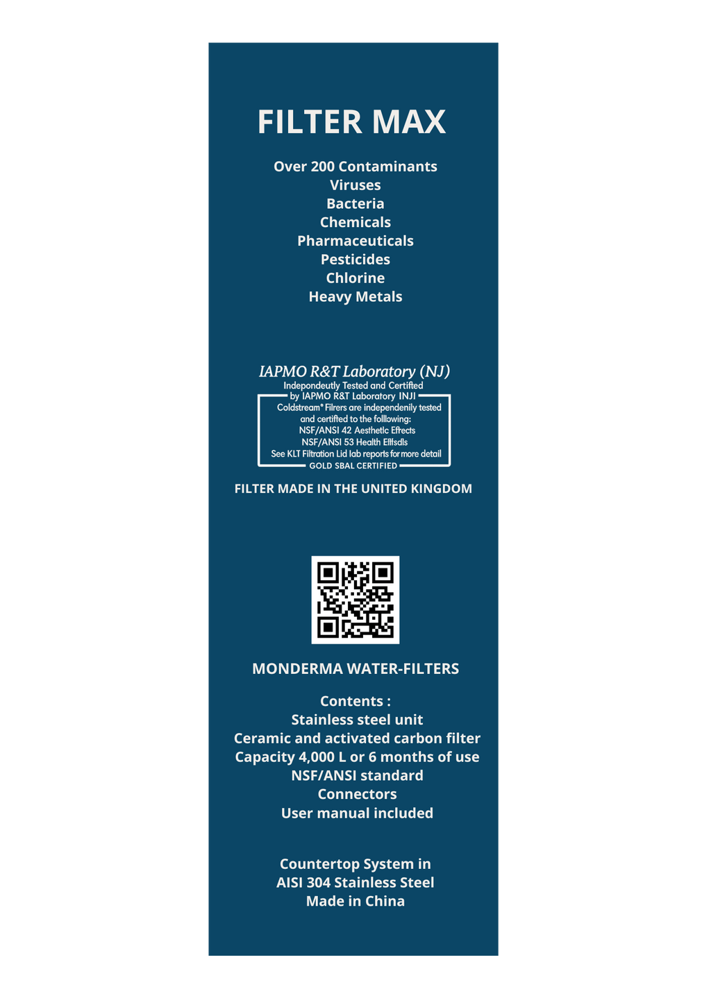 filtrazione da banco Monderma Monderma – Filtrazione da banco, filtro Coldstream CTO MAX FBA Filtri per l'acqua Monderma