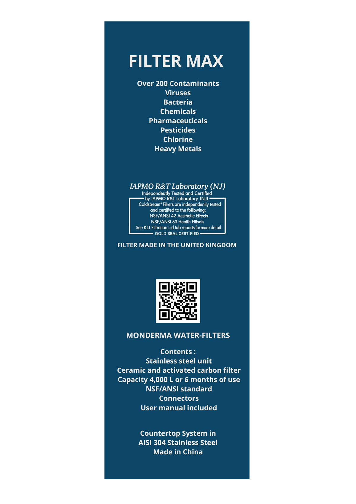filtrazione da banco Monderma Monderma – Filtrazione da banco, filtro Coldstream CTO MAX FBA Filtri per l'acqua Monderma