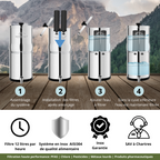 fontaine à gravité Monderma Big 8.5L - purificateur d'eau, inclus 2 filtres black filters, base inox, robinet avec vue Monderma waterfilters