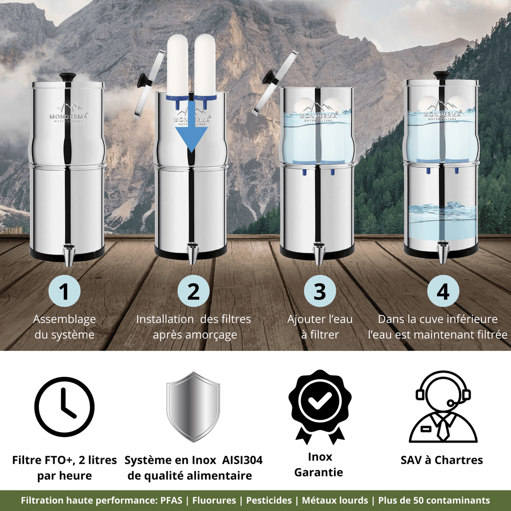 fontaine monderma Monderma Big 8.5L - purificateur d'eau Coldstream FTO+, inclus robinet inox FBA Monderma waterfilters