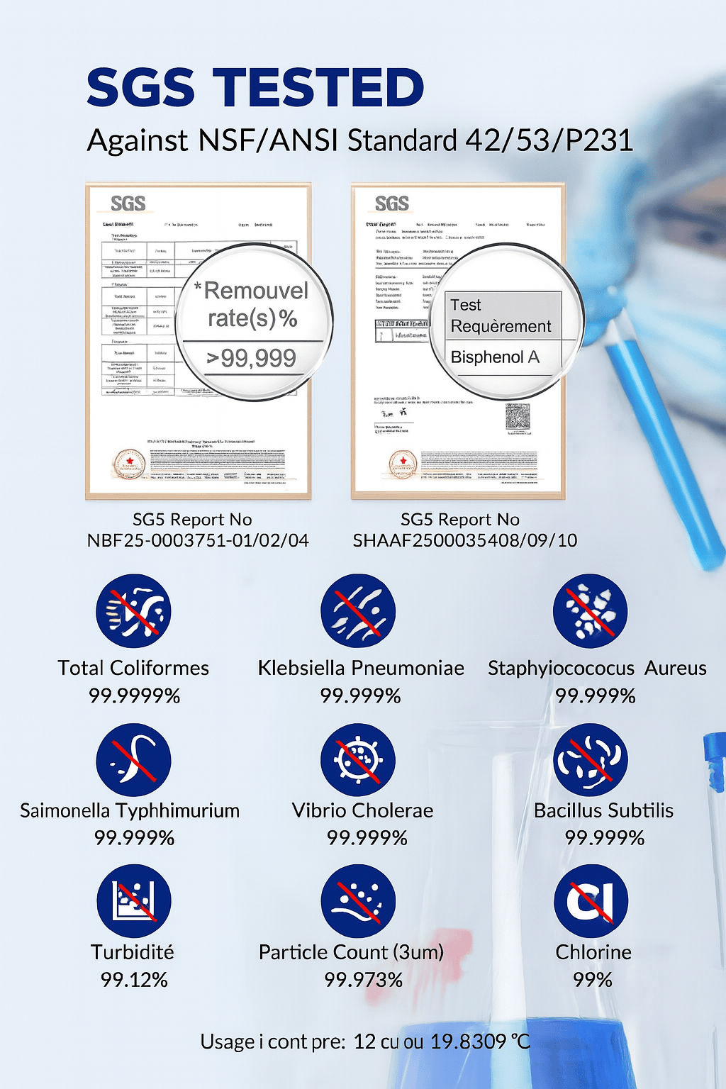 Membrane solutions filter bottle, Hiking & travel filter bottle – 1L – Long-lasting filters code FBM Monderma waterfilters