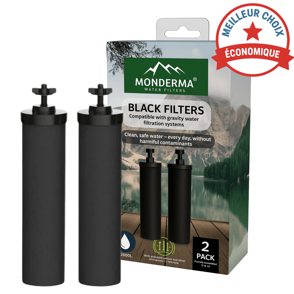 Monderma éléments de filtration Monderma Black filters - cartouche filtration MD-black-filter-2, 12 mois, alternative berkey Monderma waterfilters